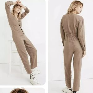 Madewell Women's Lightspun Stitched-Pocket Coverall Minimalist Neutral Jumpsuit